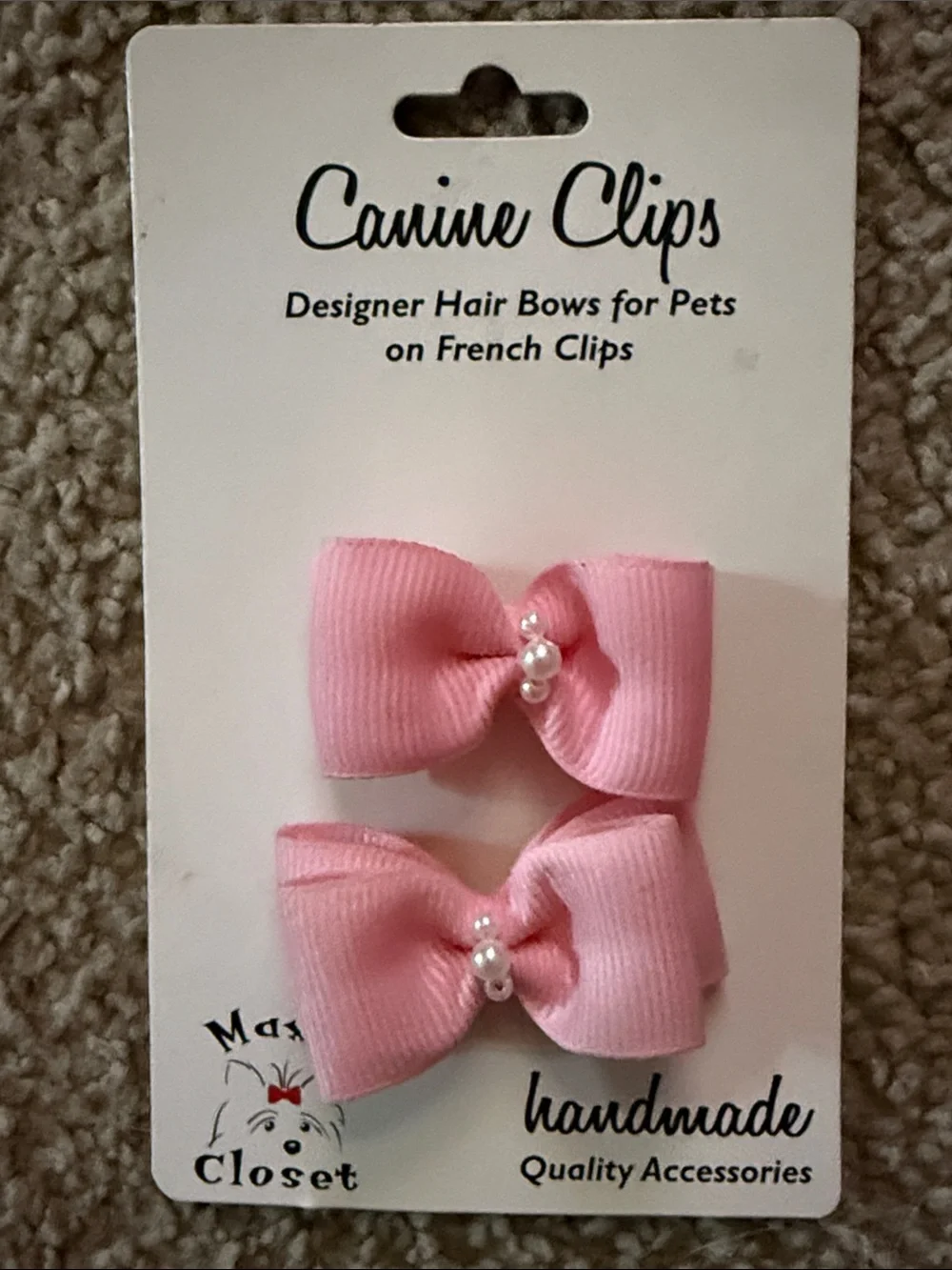 Max’s Closet Canine Clips Pink Dog Hair Bows - Pack of 2